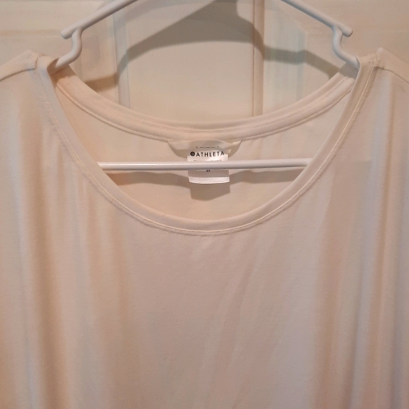 Athleta Blouse Womans 3X Cream Colored Open Back Short Sleeve Classic Casual - Picture 5 of 13